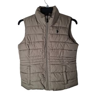 U.S. Polo Assn. Quilted Sleeveless Puffer Vest  Tan Size L
